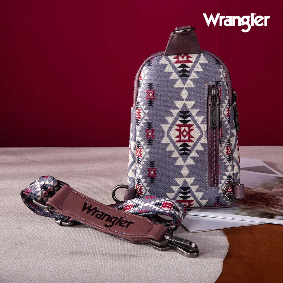 WG2205 Wrangler Ladies Aztec Lavender Crossbody Sling Bag