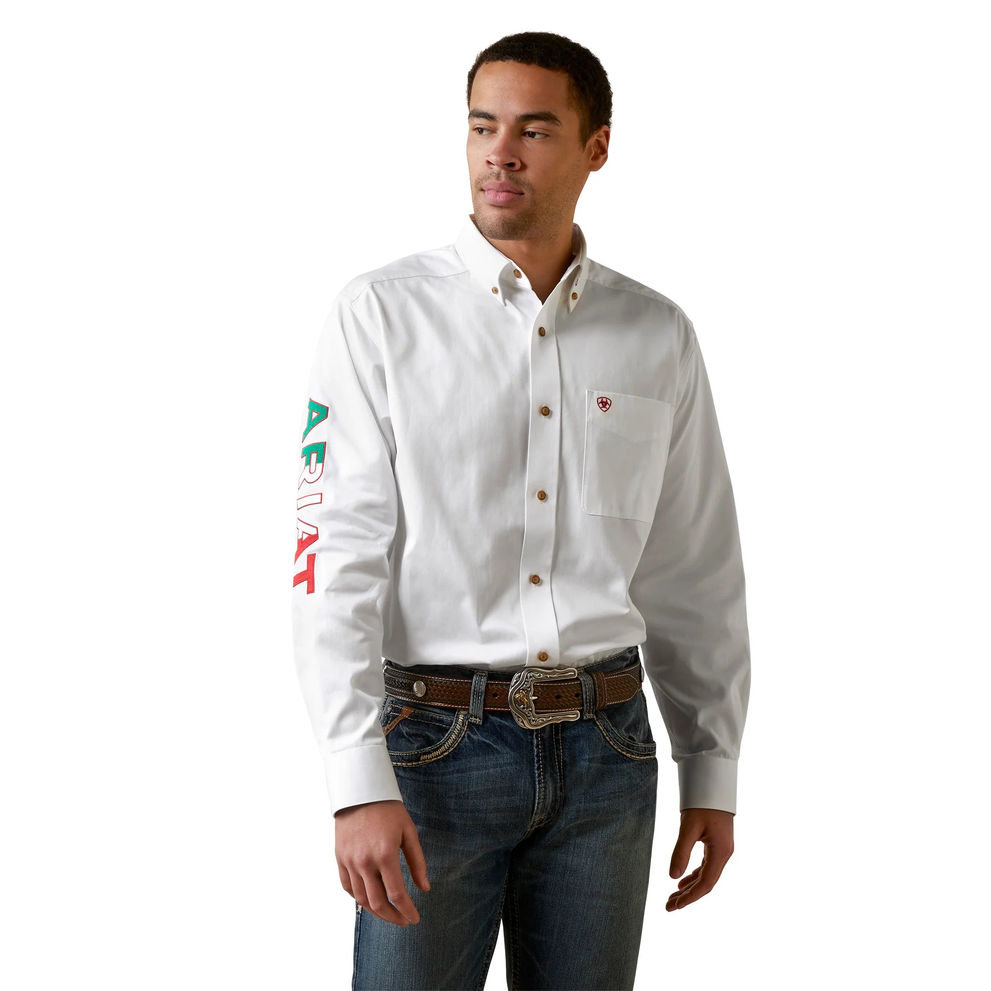 0911 Ariat Men's Team Logo Mexico Twill Shirt