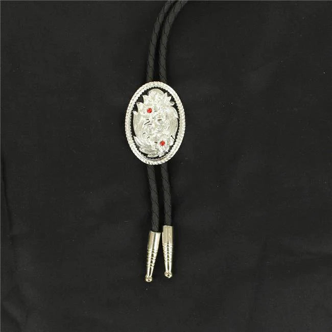 22614 Double S Silver with Red Stone Bolo
