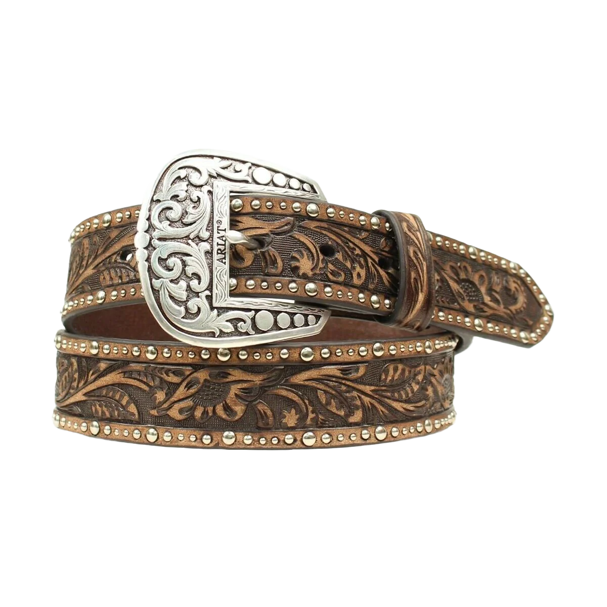 3802 Ariat Women's Floral Tooling With Studs Belt